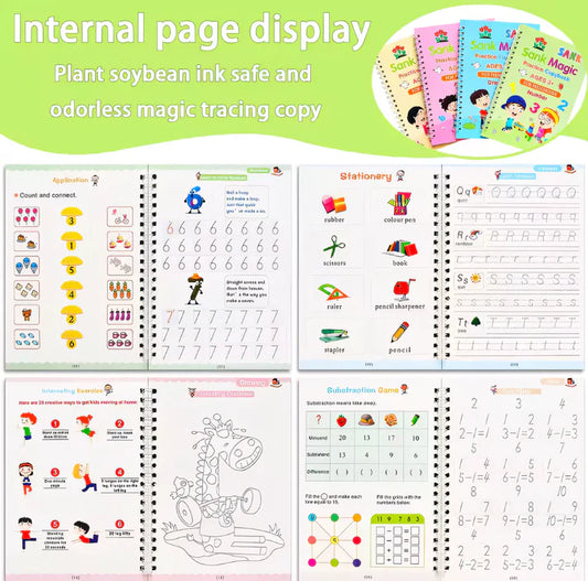 Sank Magic Practice book (4 BOOKS,1 PEN,1 GRIP,10 REFILL) Pack of 1