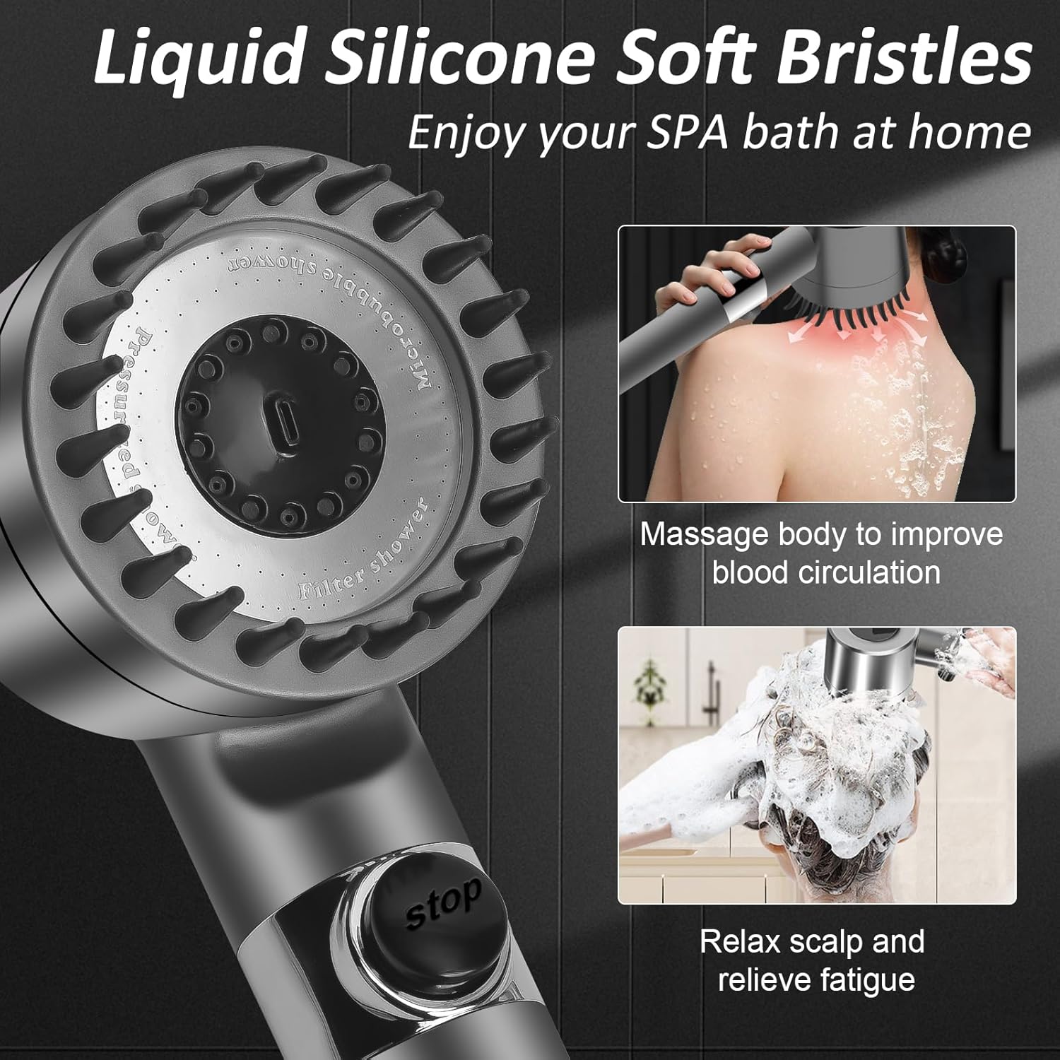 High pressure 3-Setting Clean Flow hair shower