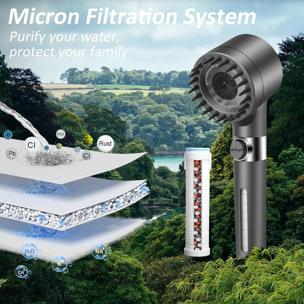 High pressure 3-Setting Clean Flow hair shower