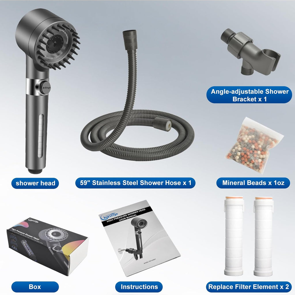 High pressure 3-Setting Clean Flow hair shower