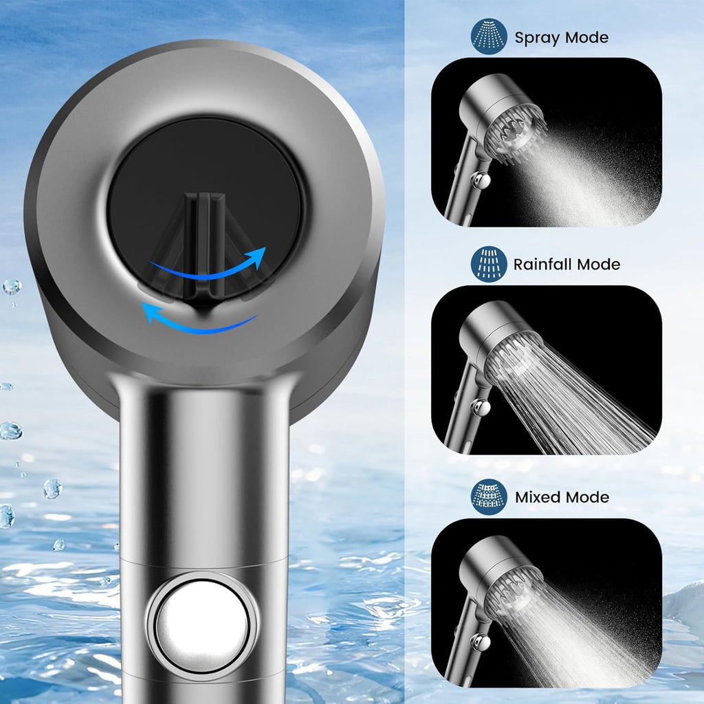 High pressure 3-Setting Clean Flow hair shower