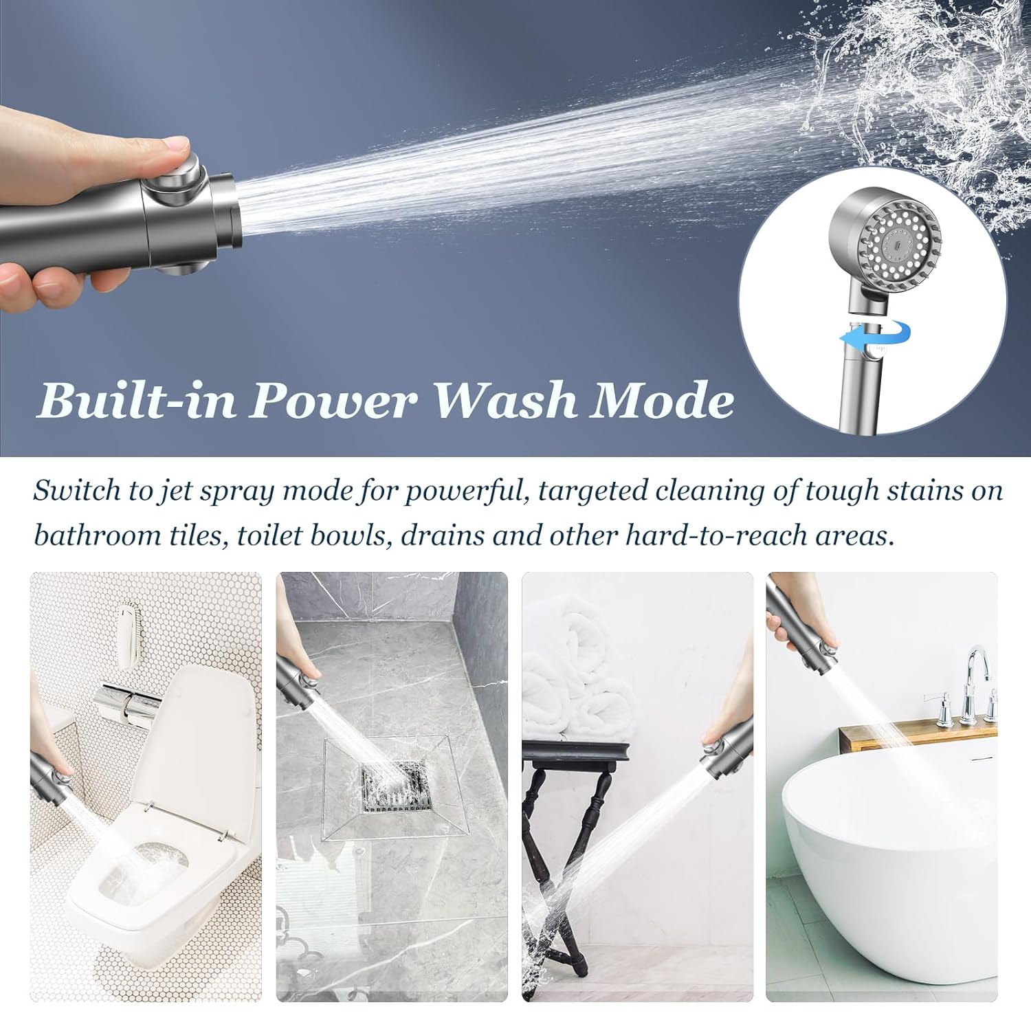 High pressure 3-Setting Clean Flow hair shower