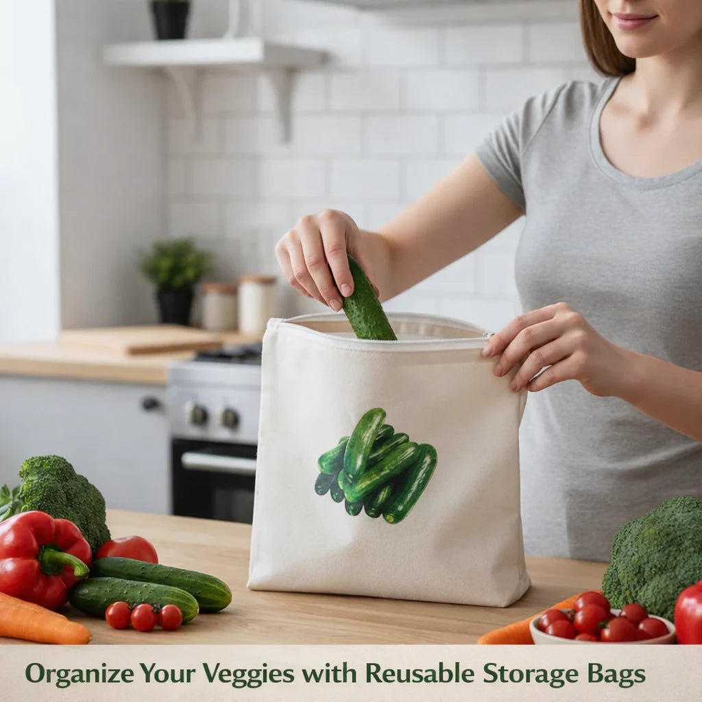 Cotton Reusable Vegetable fridge bags (Pack of 10 bags)