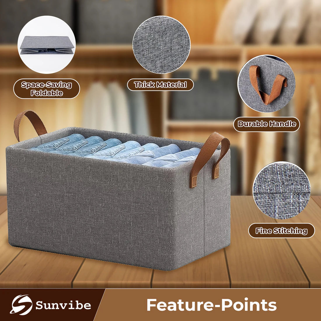 Foldable Stackable Storage Box Clothe Organizer (Pack of 3)