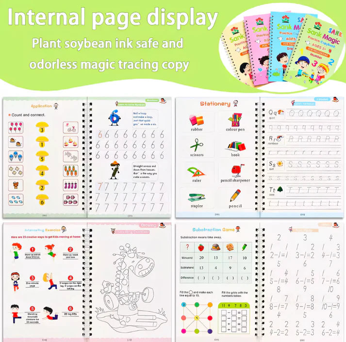 Sank Magic Practice book (4 BOOKS,1 PEN,1 GRIP,10 REFILL) Pack of 1