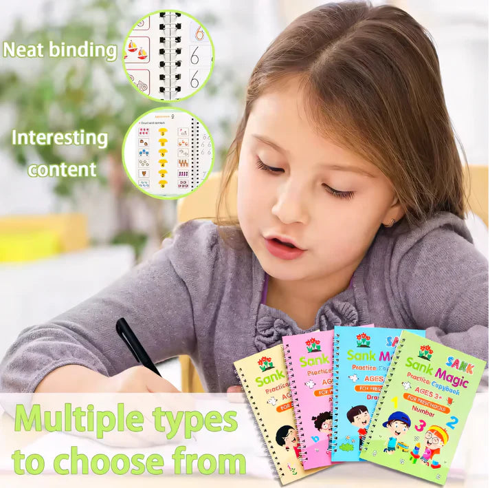 Sank Magic Practice book (4 BOOKS,1 PEN,1 GRIP,10 REFILL) Pack of 1