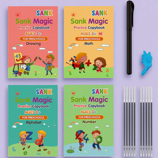 Sank Magic Practice book (4 BOOKS,1 PEN,1 GRIP,10 REFILL) Pack of 1